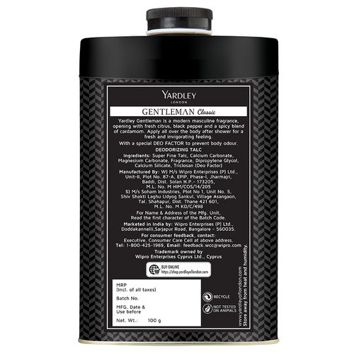 Yardley London Gentleman Classic Talc For Men, 100 g